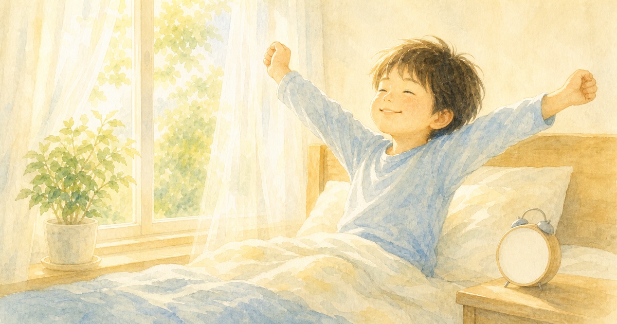生活リズム7日間を表すやさしい水彩タッチのイラスト