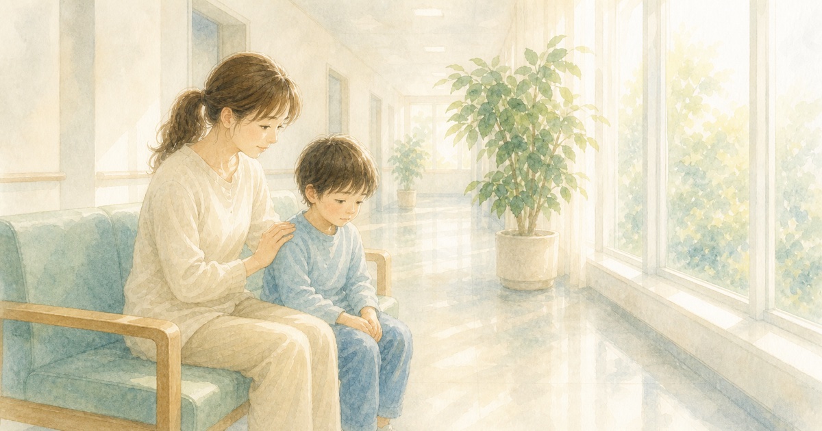 入院を勧められたを表すやさしい水彩タッチのイラスト